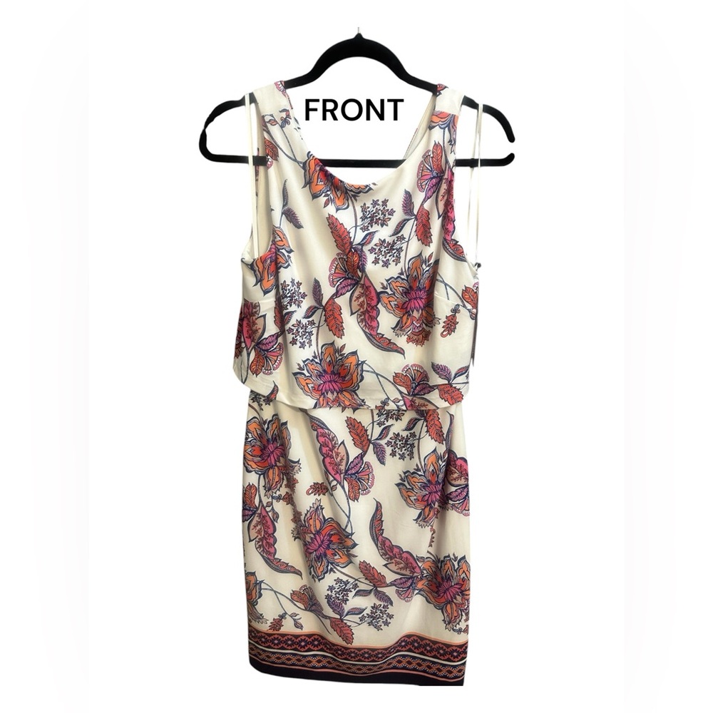 Vince Camuto White Midi Dress with Pink & Orange Floral Print NWT